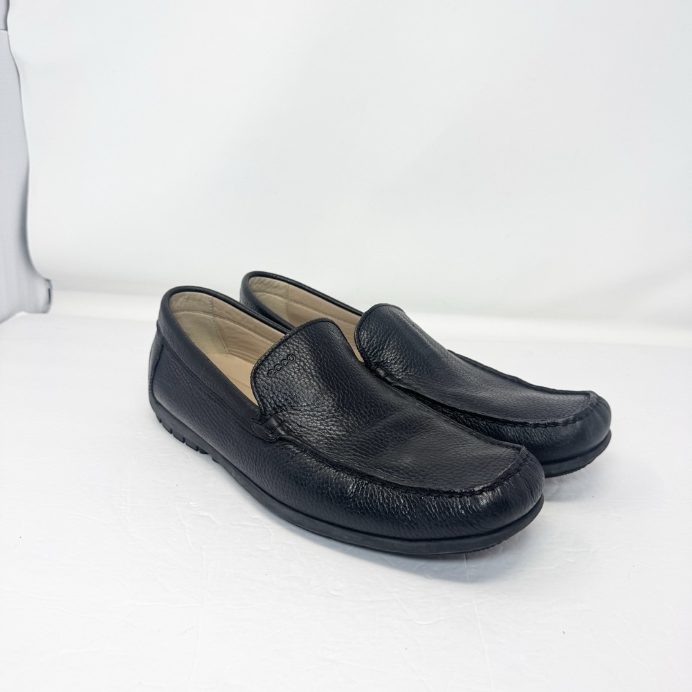Ecco Classic Moc 2 Loafer US 12-12.5 Black Pebbled Leather Slip On Driving Shoes